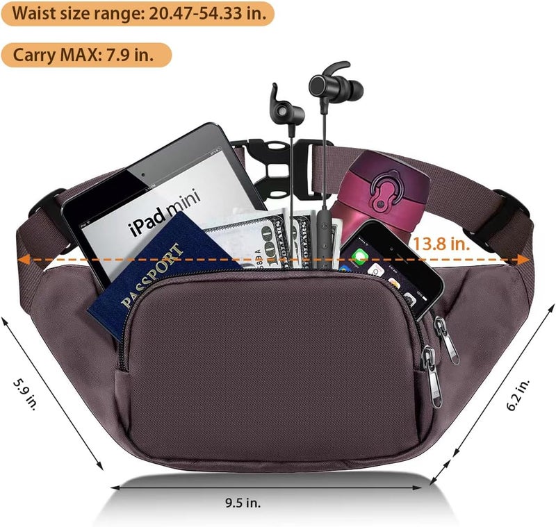 Syican Large Fanny Pack for Women Men - Waist bag with 3-Zipper Pockets, Gifts for Enjoy Sports Traveling Workout Casual Hands-Free crossbody bags Fits MAX 7.9'' iPad & 6.6'' Phone - Image 2